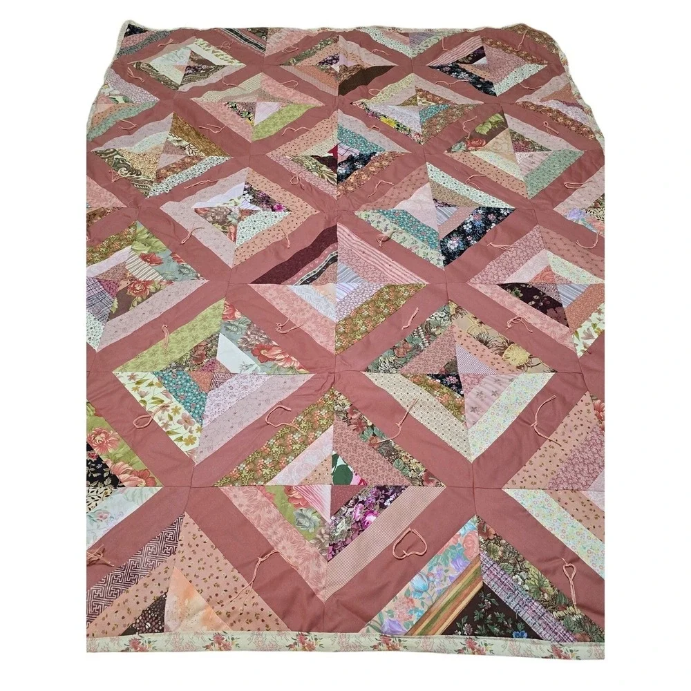 New Fresh Handmade Patchwork Quilt Pink Floral Boho Body‎ Throw Blanket /0189